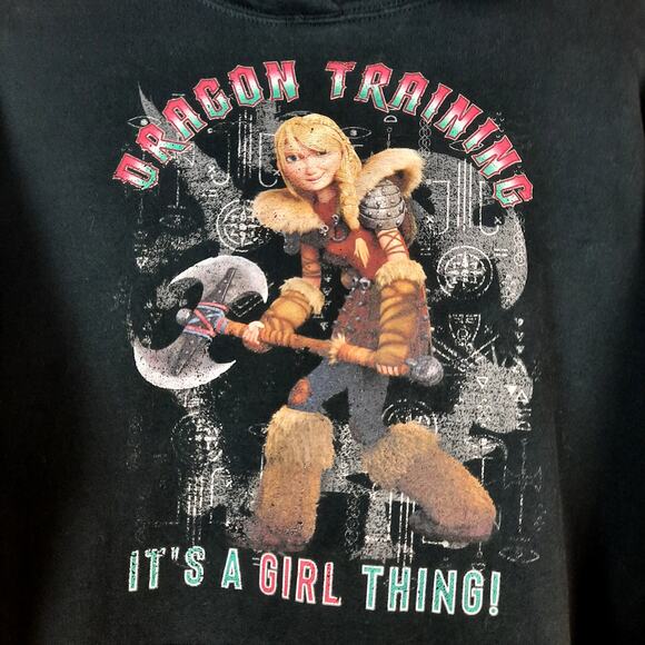 Dream Works The Hidden World Dragon Training It's‎ a Girl Thing Black Hoodie XL - Picture 2 of 7